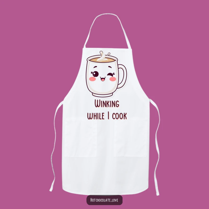 Funny Bubbling Mug Apron: Content Winking Character Kitchenware
