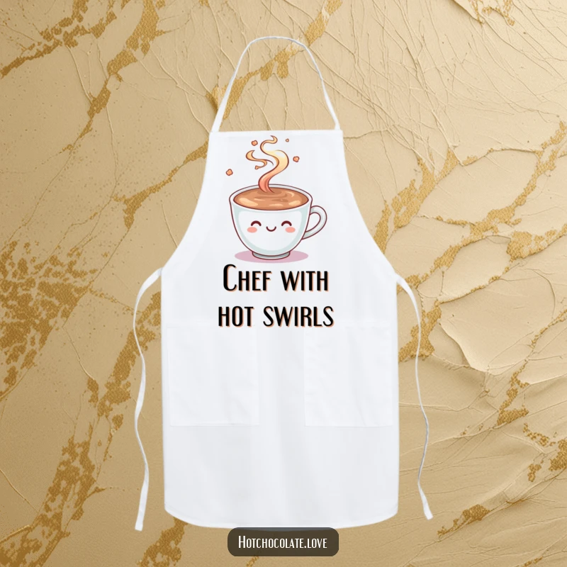Funny Hot Chocolate Apron: A smiling cup of hot chocolate with steam playfully swirling, ready to bring warmth and joy to the kitchen.