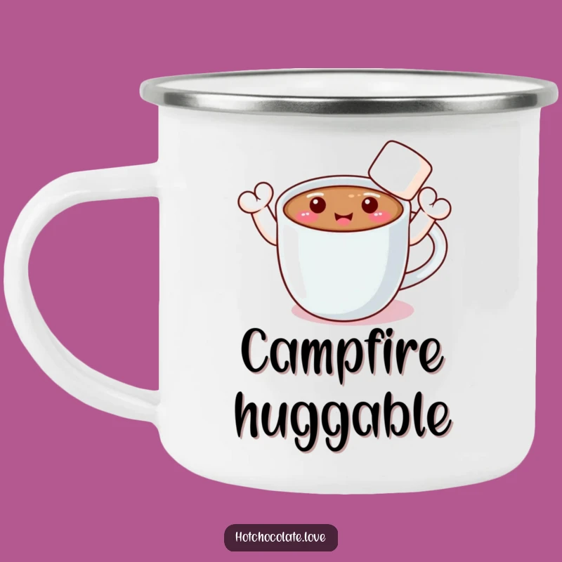 Funny Hot Chocolate Camping Mug: Waving Marshmallow Arms, Adventure-Ready Humorous Gift