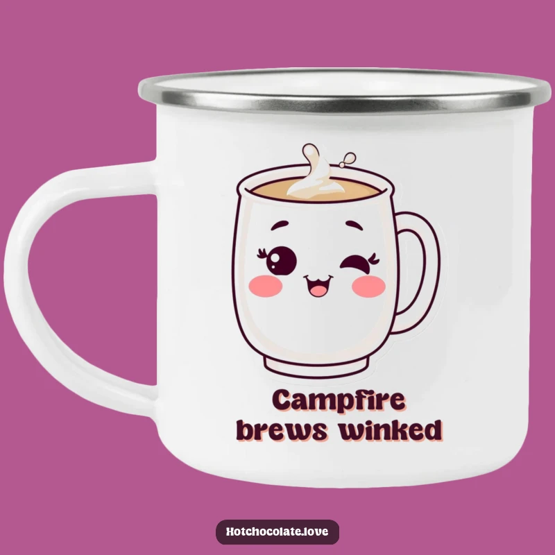 Funny Bubbling Mug Camping Mug: Content Winking Character Drinkware