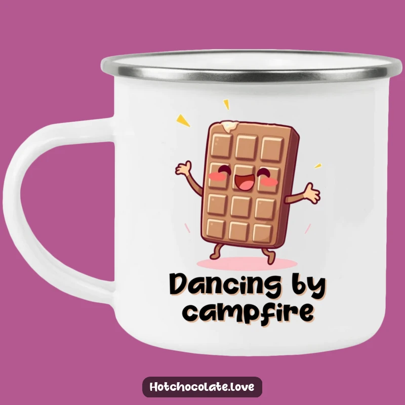 Funny Chocolate Bar Campfire Mug: Dancing Sweetness for Outdoor Fun