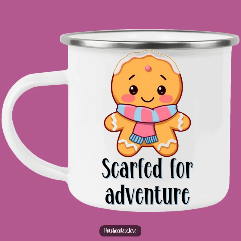Funny Gingerbread Cookie Campfire Mug: Cozy Scarf Fun for Outdoor Holidays