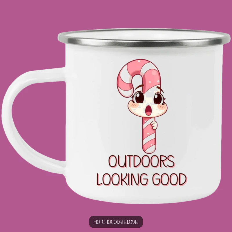 Funny Surprised Candy Cane Camping Mug: Enjoy Hot Drinks With This Hilarious Outdoor Gift