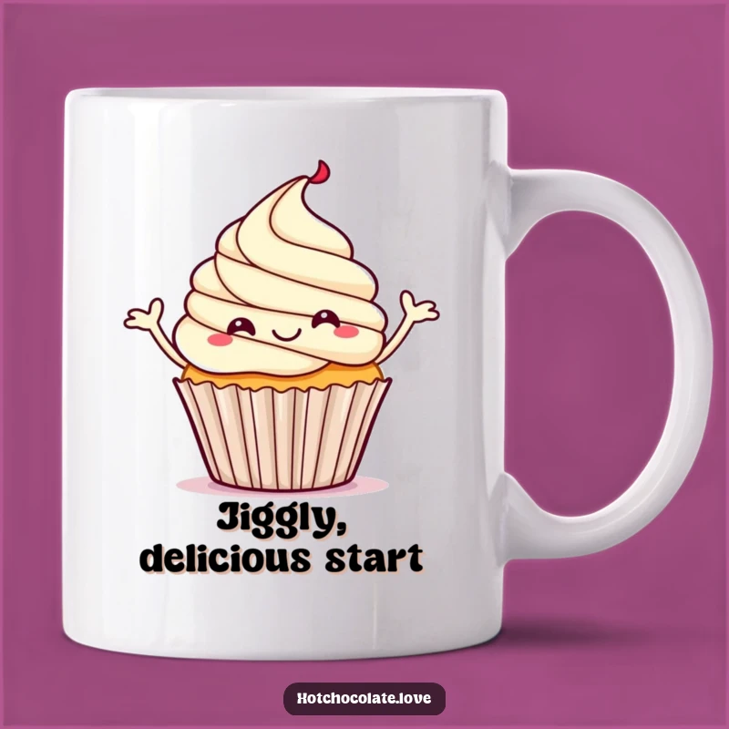 Funny Cupcake Jig Mug: Happy Treat with Steam, Perfect Humorous Gift Idea