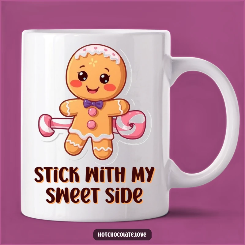 Funny Gingerbread Man Riding Peppermint Stick Mug - Hilarious Holiday Treat Gift Idea
