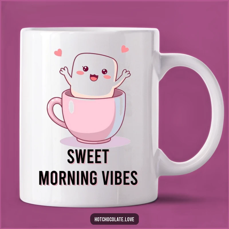 Funny Happy Marshmallow Mug: Waving Sweetness for a Cozy Morning Gift