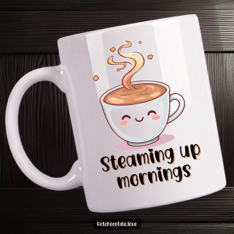Funny Hot Chocolate Mug: A smiling cup of delicious hot chocolate with steam playfully swirling, embodying warmth and happiness.