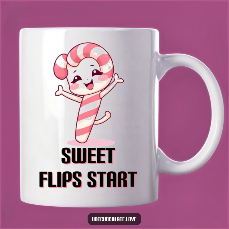 Funny Winking Candy Cane Cartwheel Mug - Hilarious Festive Treat Gift Idea