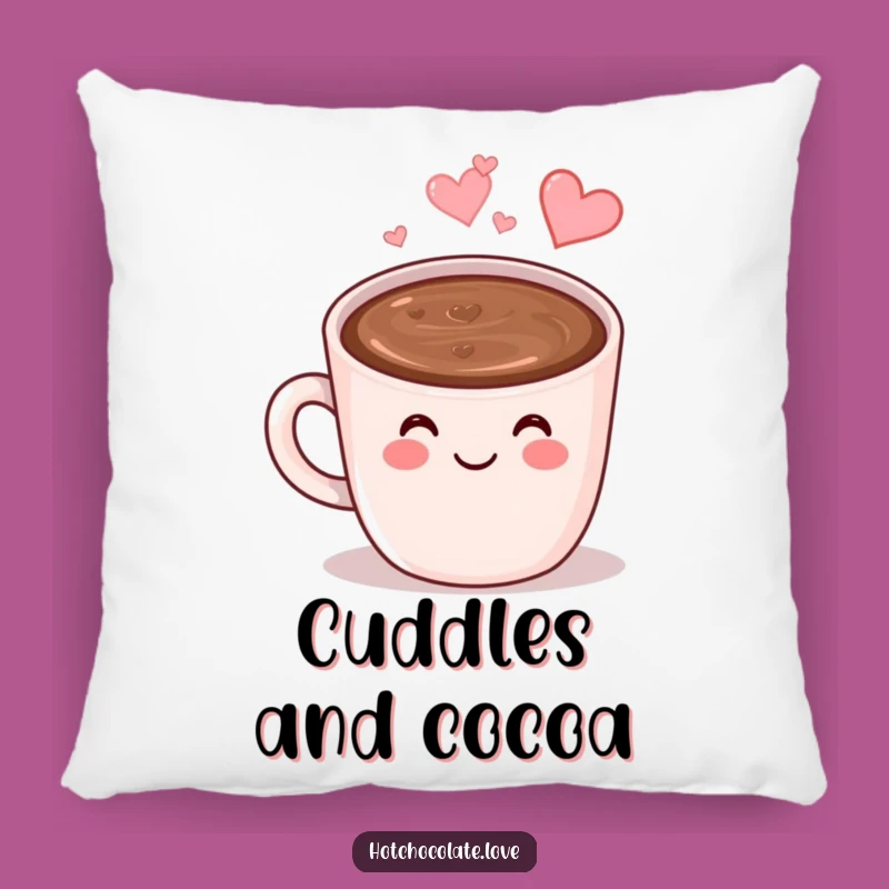 Funny Hot Chocolate Pillow: Cozy Smiling Mug, Heart Steam, Comforting Gift