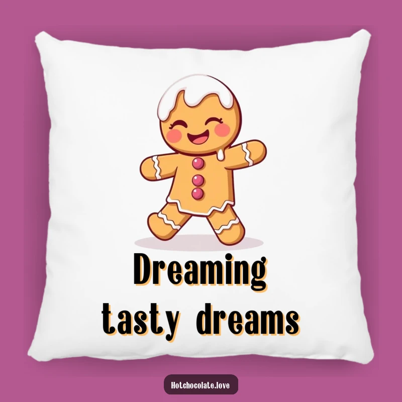 Funny Gingerbread Man Pillow: Dancing Icing Design, Cozy Festive Decor