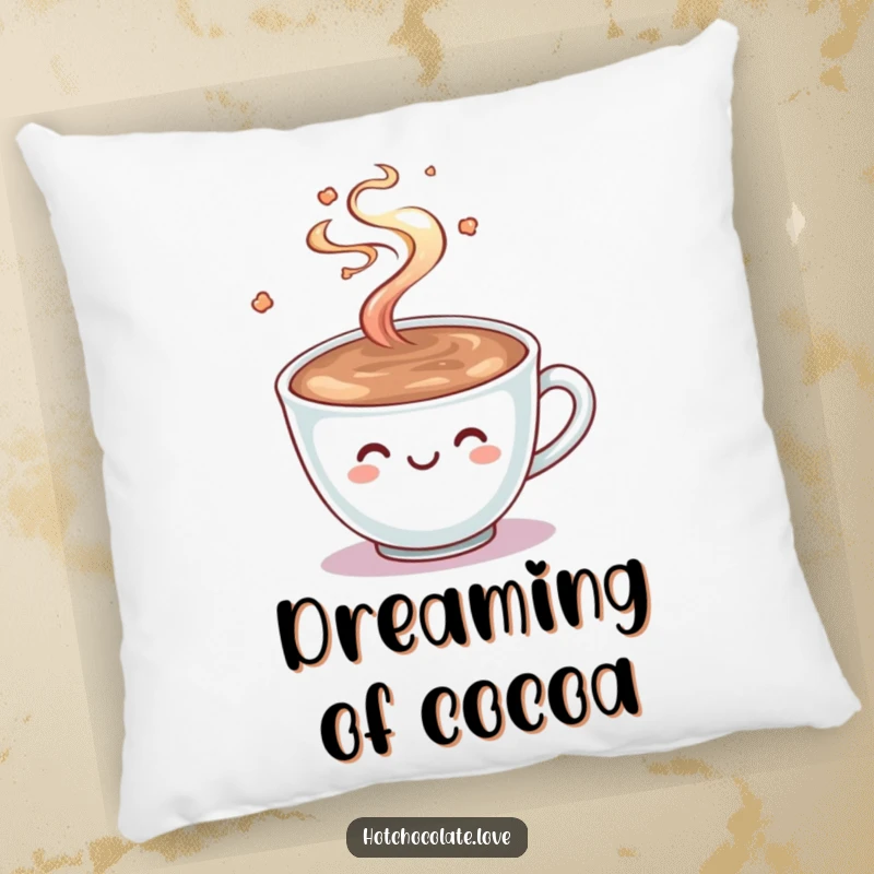 Funny Hot Chocolate Pillow: A smiling cup of hot chocolate with steam playfully swirling, adding a touch of cozy comfort.