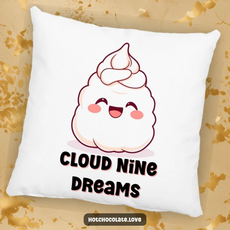 Funny Pillow featuring a gleeful dollop of whipped cream cheering with pure joy, offering comfort and a sweet, happy chuckle.