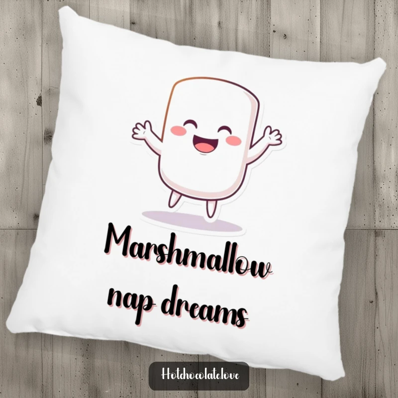 Funny Pillow featuring a grinning marshmallow doing a silly dance, providing humorous comfort and a sweet accent.