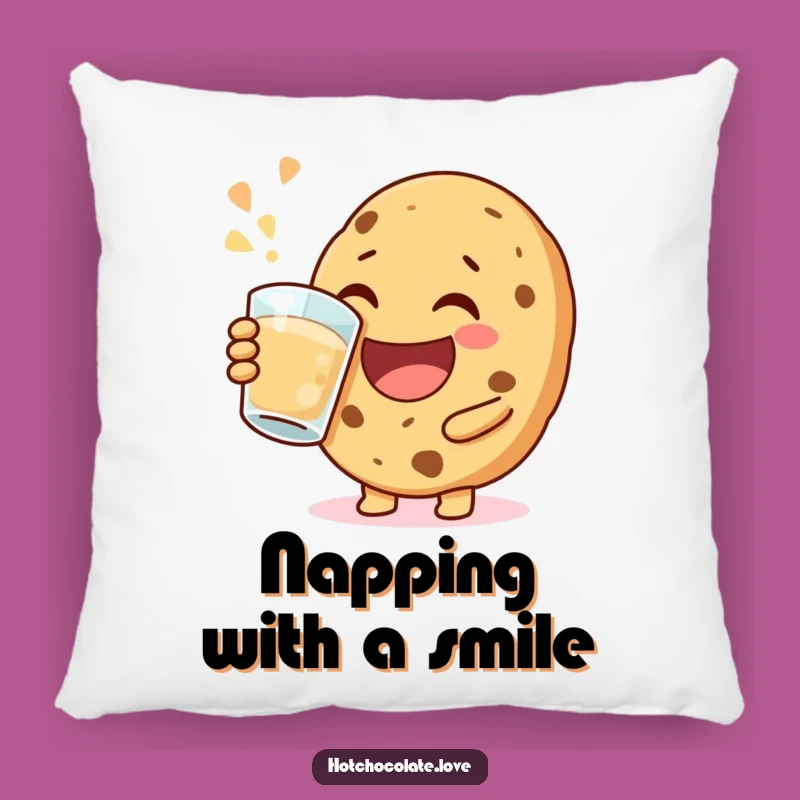 Funny Happy Cookie Pillow: Snuggle Up with Jovial Sips and Cozy Happiness