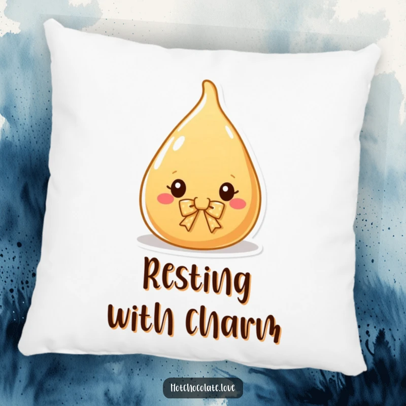 Funny Pillow showcasing a charming caramel drop with a tiny bow, perfect for adding soft comfort and a sweet touch.