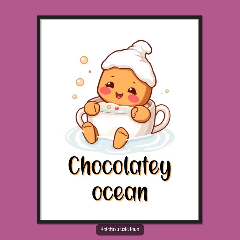 Funny Gingerbread Hot Chocolate Digital Art - Instant Cozy Decor Gift