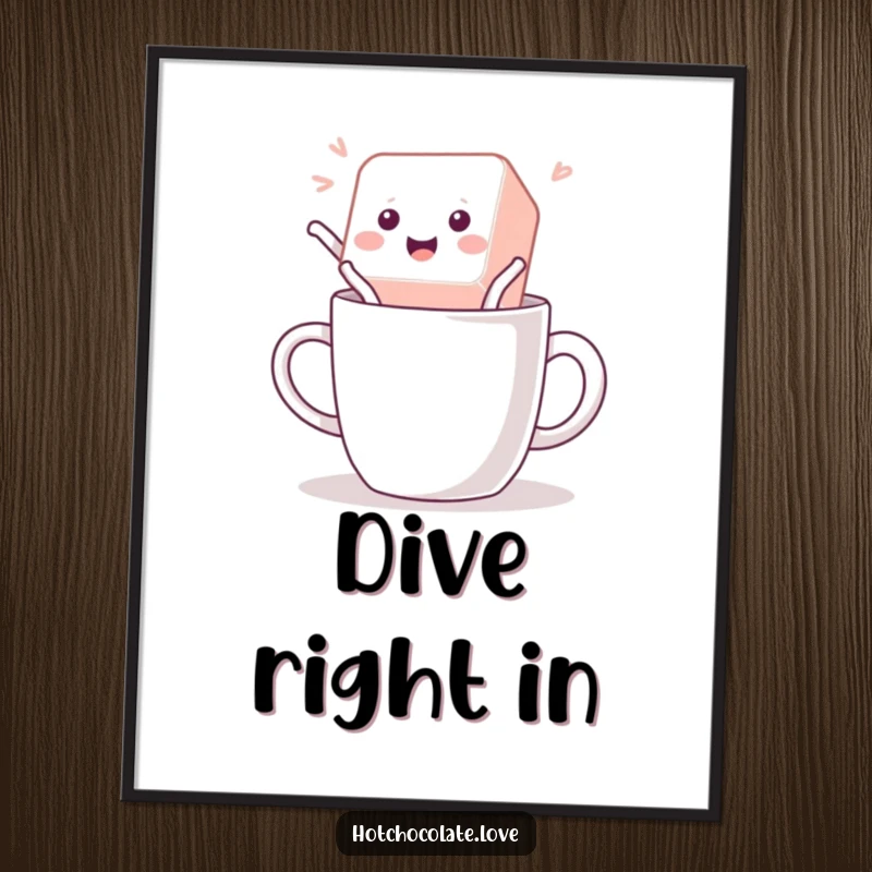 Funny Digital Art Print of a playful sugar cube jumping, perfect for instant download and adding energetic, sweet decor.