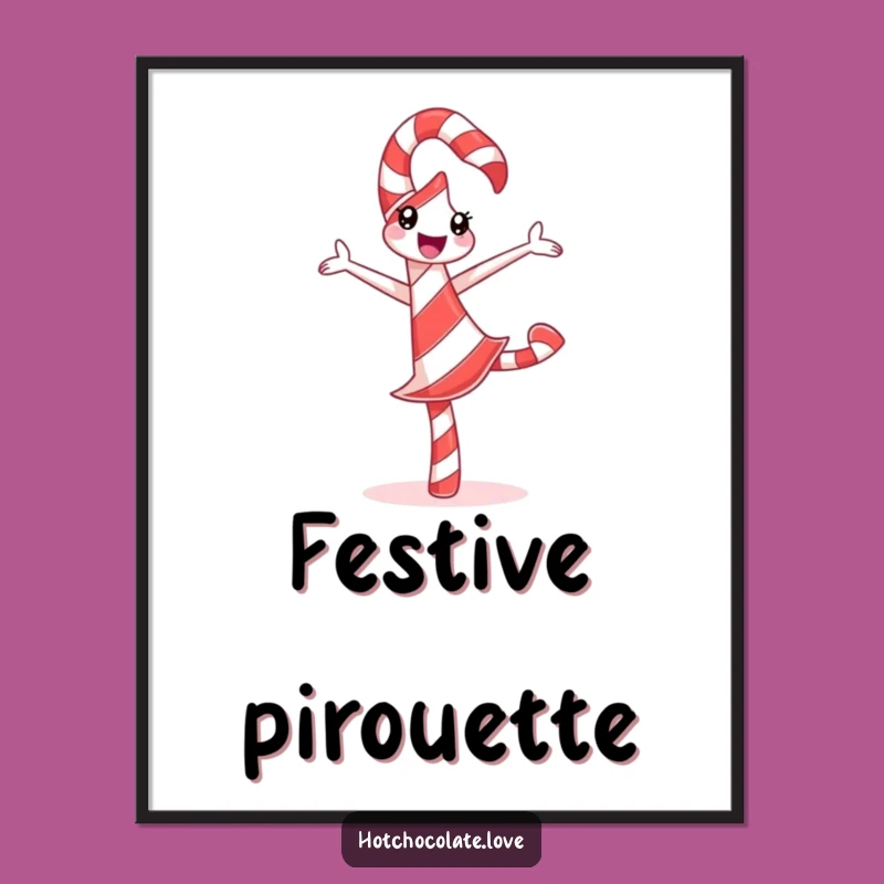 Funny Candy Cane Digital Art: Pirouette Design, Instant Festive Decor