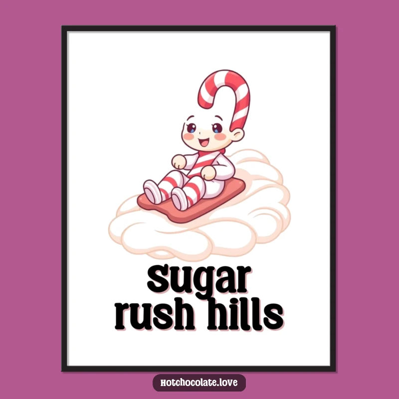 Funny Candy Cane Whipped Cream Digital Art - Instant Festive Decor Gift