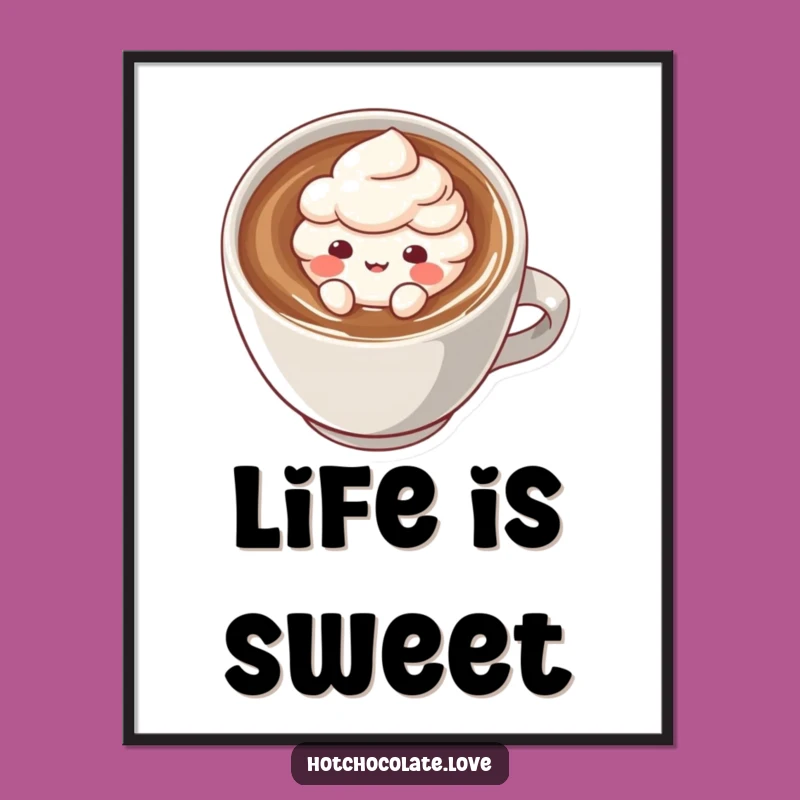 Funny Cocoa Puff Digital Art: Playful Character in Hot Drink, Instant Humorous Wall Decor Gift
