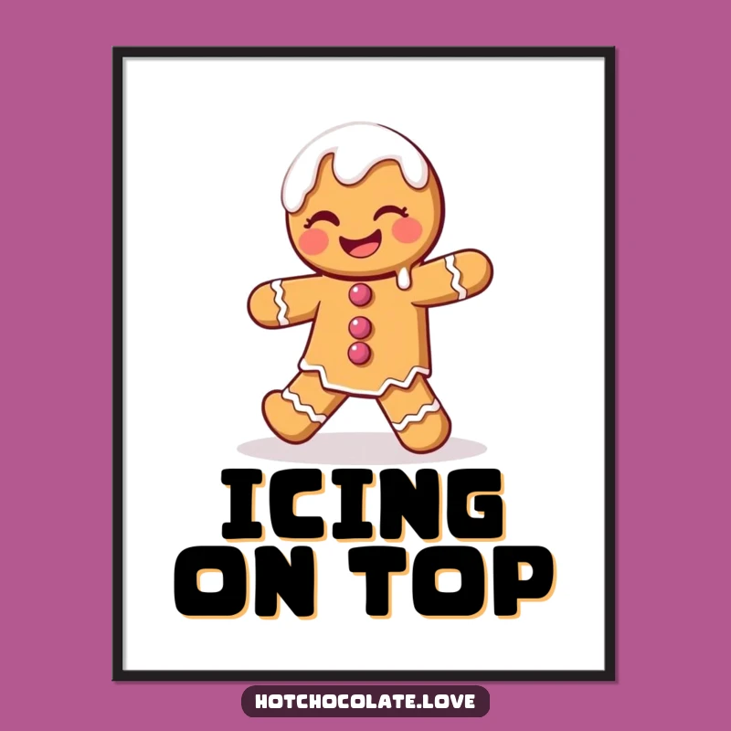 Funny Gingerbread Man Digital Art: Dancing Icing Design, Instant Festive Decor