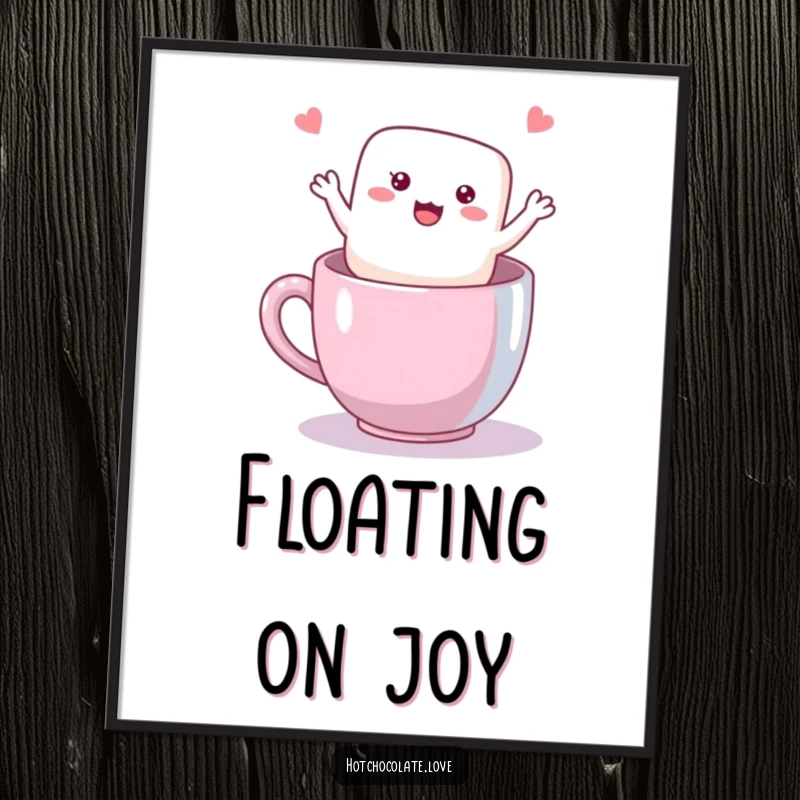 Funny Marshmallow Digital Art Print of a happy, waving marshmallow, designed to bring sweetness and humor.