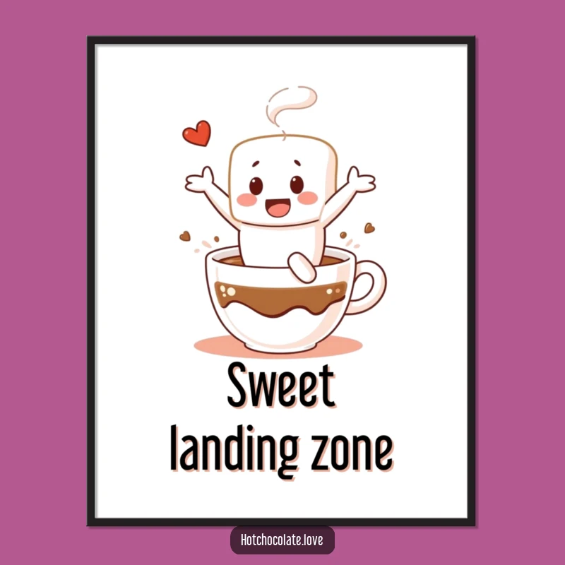 Funny Marshmallow Dive Digital Art - Cheerful Chocolate Instant Download, Perfect Funny Gift