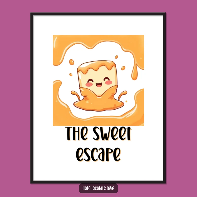 Funny Melting Caramel Cube Digital Art: Sweeten Your Walls with Humorous Style