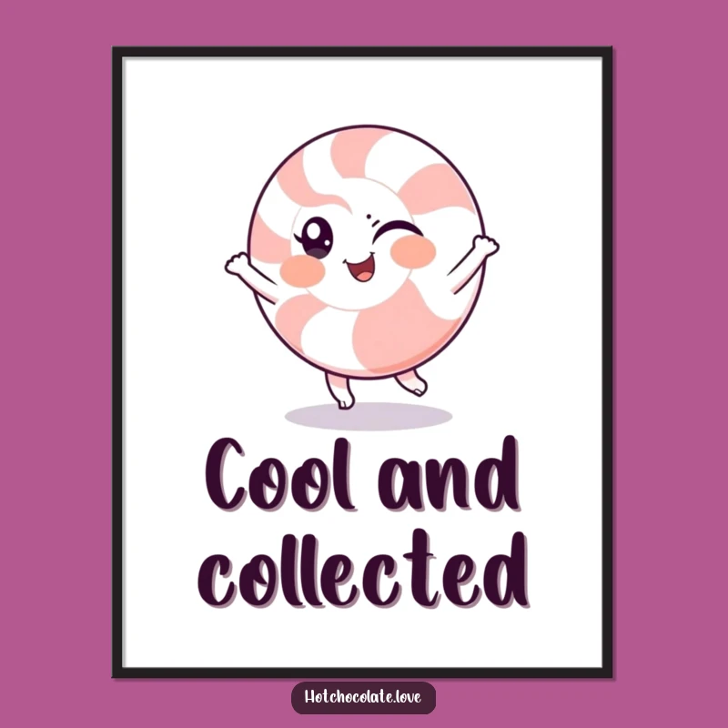 Funny Peppermint Spin Digital Art: Winking Character Spinning, Instant Cool Wall Decor Gift