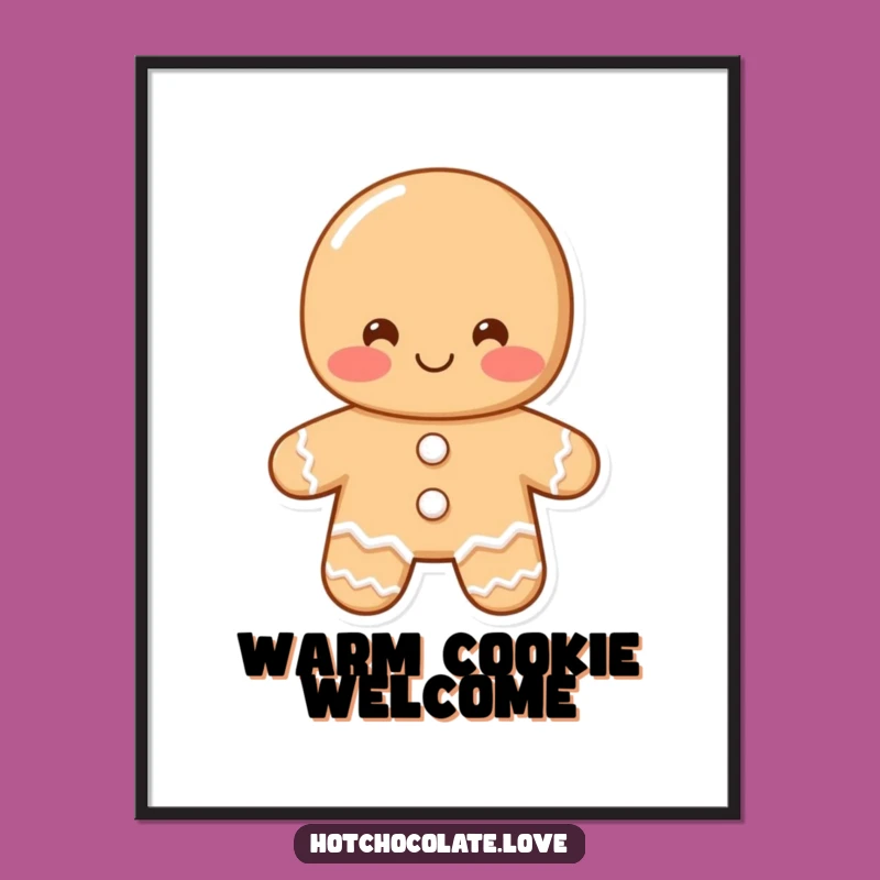 Funny Shy Gingerbread Man Digital Art: Instant Warm Decor for a Cheerful Space