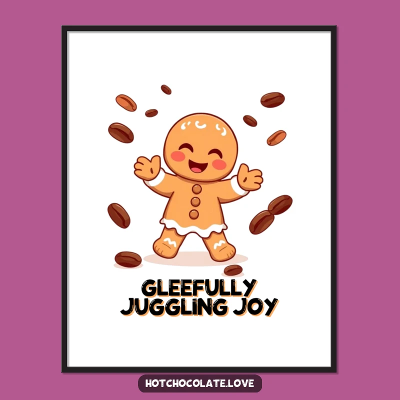 Funny Gingerbread Man Juggling Digital Art - Instant Holiday Download