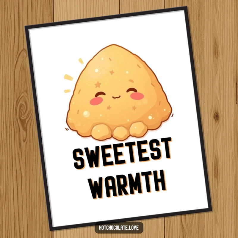 A contented pile of brown sugar character beaming with warmth, available as a funny digital art print, ideal for cozy decor.