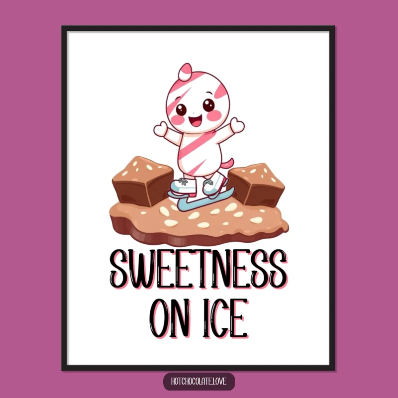 Funny Candy Cane Ice Skating Digital Art: Instant Joyful Wall Decor