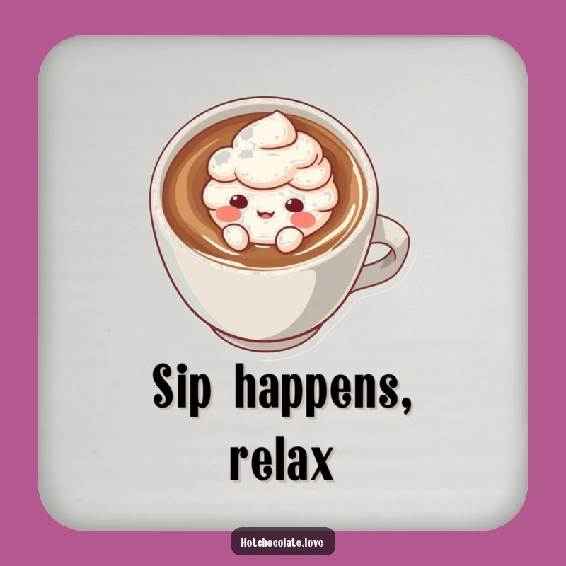 Funny Cocoa Puff Drink Coaster: Playful Character in Hot Drink, Protects Surfaces with Humor