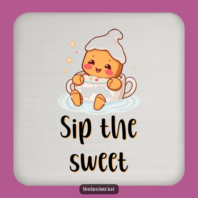 Funny Gingerbread Hot Chocolate Coaster - Protect Surfaces Sweetly Gift