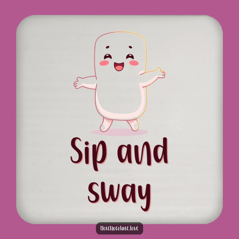 Funny Marshmallow Dance Coaster: Sweet Character Drink Art Funny Gift