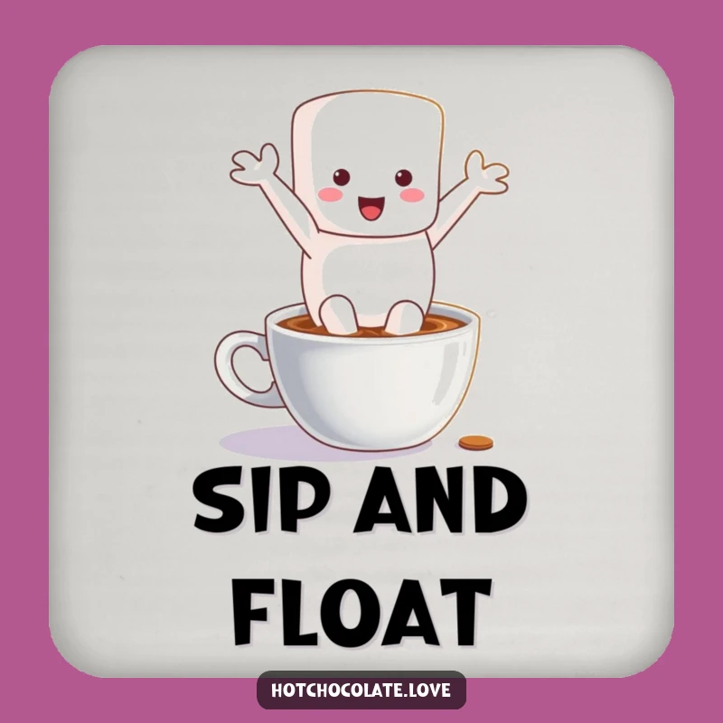 Funny Marshmallow Hot Chocolate Coaster - Protect Surfaces with Humor