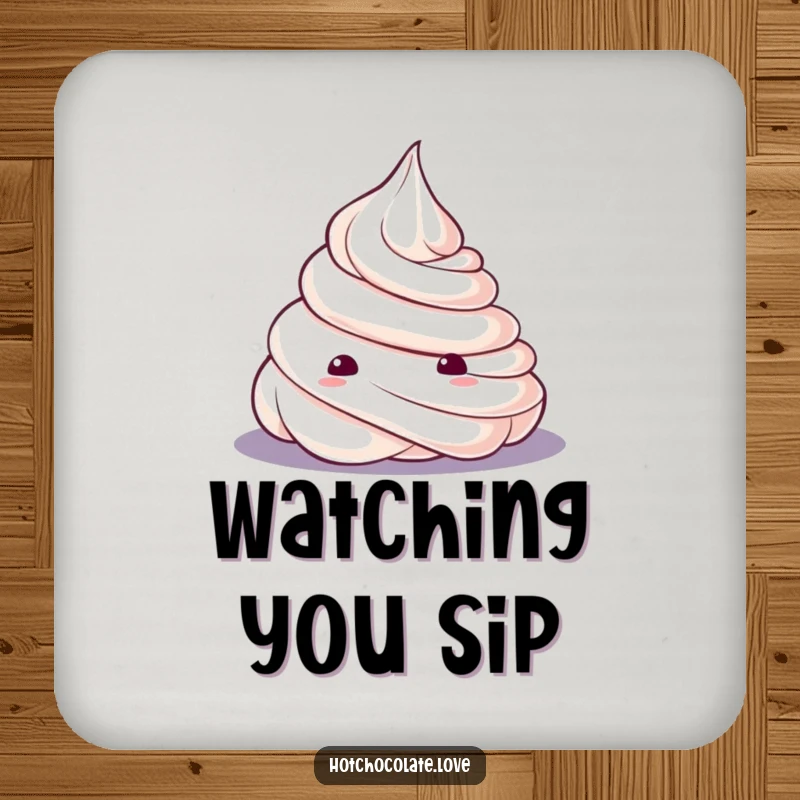 Funny Coaster featuring a curious whipped cream dollop, protecting furniture with a sweet and whimsical design for everyday use.