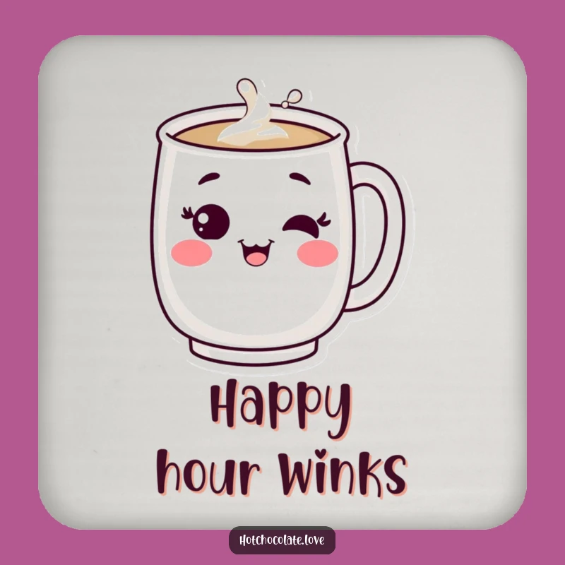 Funny Bubbling Mug Coaster: Content Winking Character Drink Saver