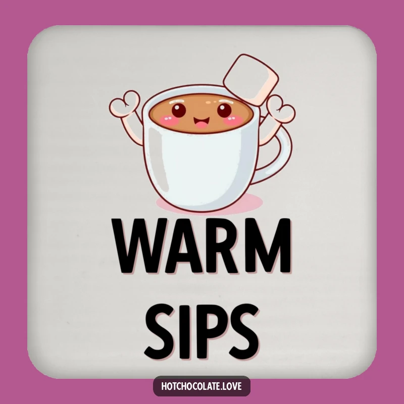 Funny Hot Chocolate Coaster: Waving Marshmallow Arms, Protect Surfaces with Humorous Style Gift