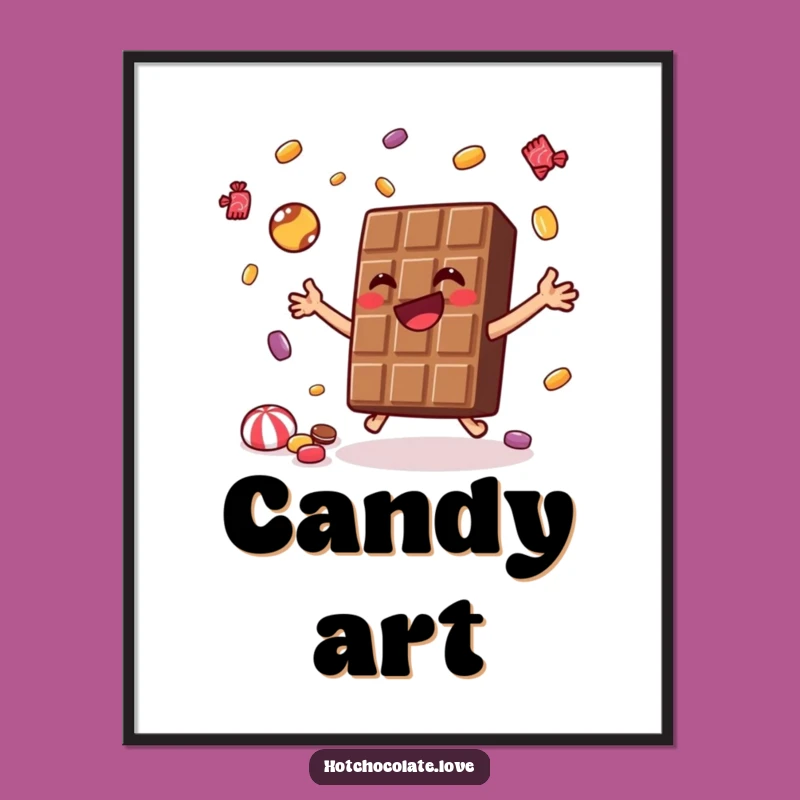 Funny Chocolate Juggling Poster: Sweet Art Gift, Perfect for Kitchen Decor