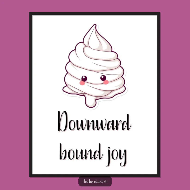 Funny Whipped Cream Dollop Rolling Down Poster - Quirky Wall Art & Gift