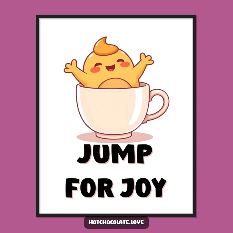 Funny Bouncing Caramel Blob Mug Poster - Cheerful Wall Art Decor