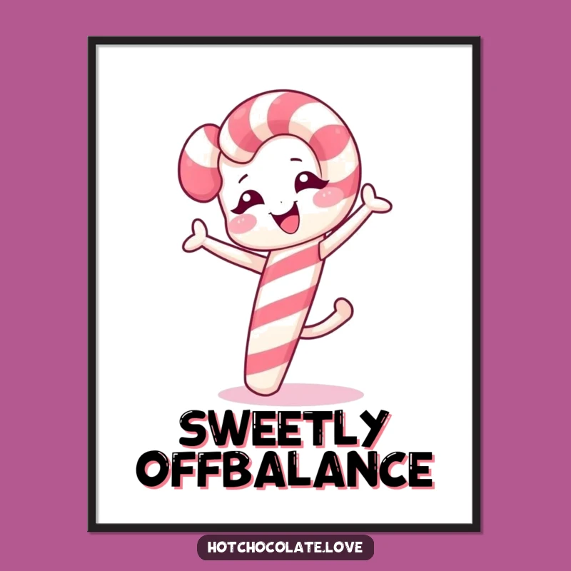 Funny Candy Cane Cartwheel Poster - Whimsical Wall Art Gift
