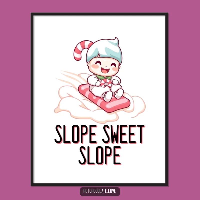 Funny Candy Cane Poster: Whipped Cream Slope Art Print - Hilarious Holiday Wall Decor