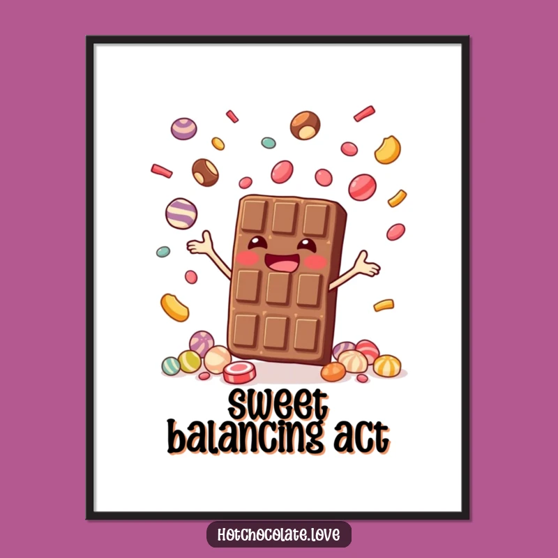 Funny Chocolate Bar Juggling Poster - Deliciously Humorous Wall Art!