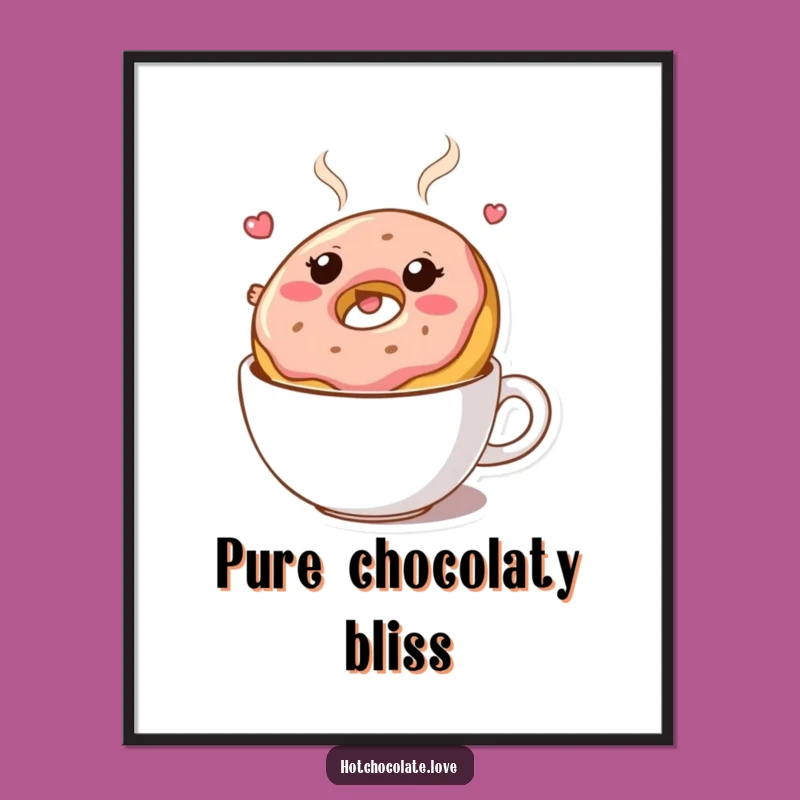 Funny Donut Poster: Bouncy Character Hot Chocolate Art