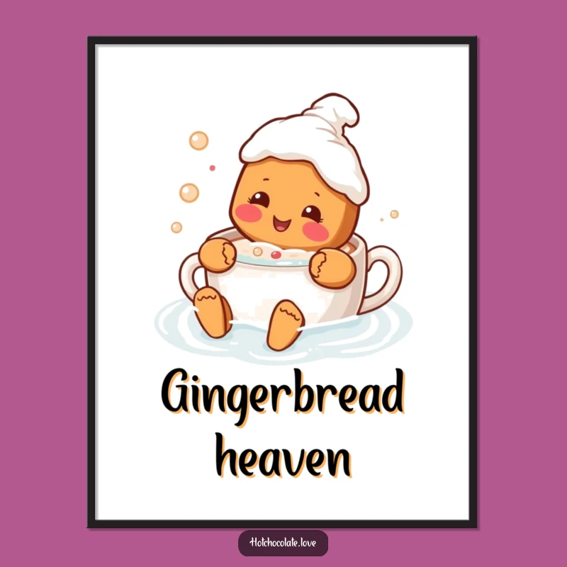 Funny Gingerbread Hot Chocolate Swim Poster - Joyful Wall Art Gift