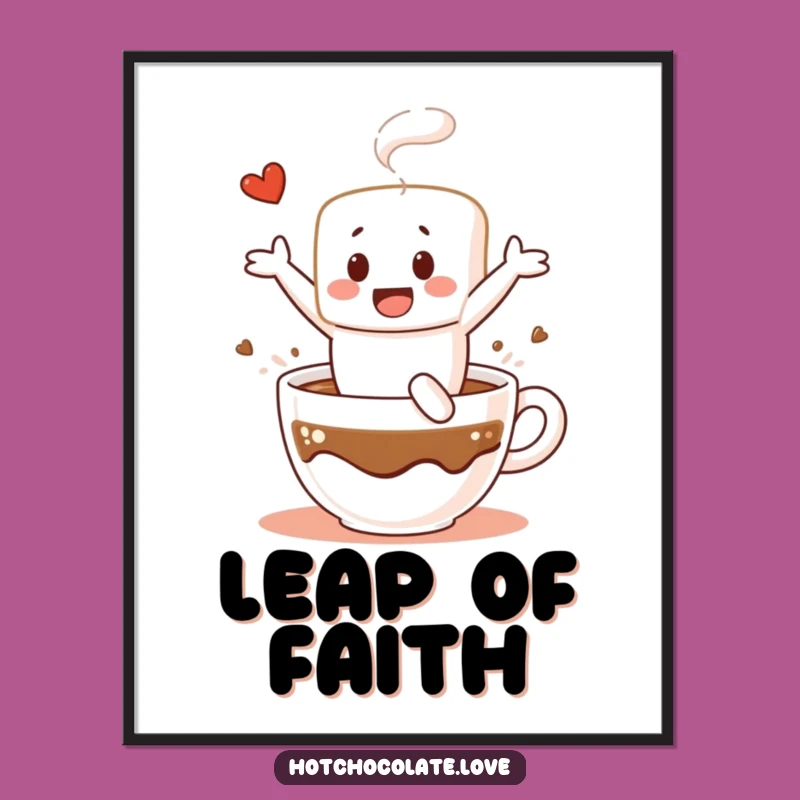 Funny Marshmallow Dive Poster - Cheerful Hot Chocolate Wall Art, Perfect Funny Gift