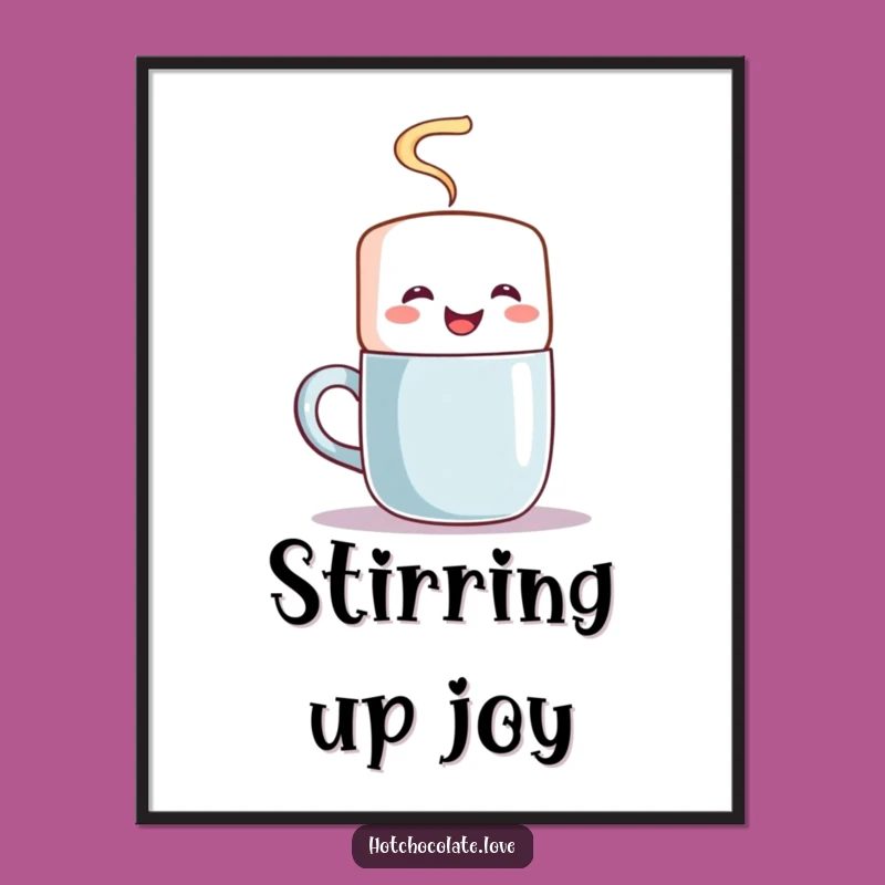 Funny Marshmallow Stirring Poster - Sweet Art for Cozy Spaces